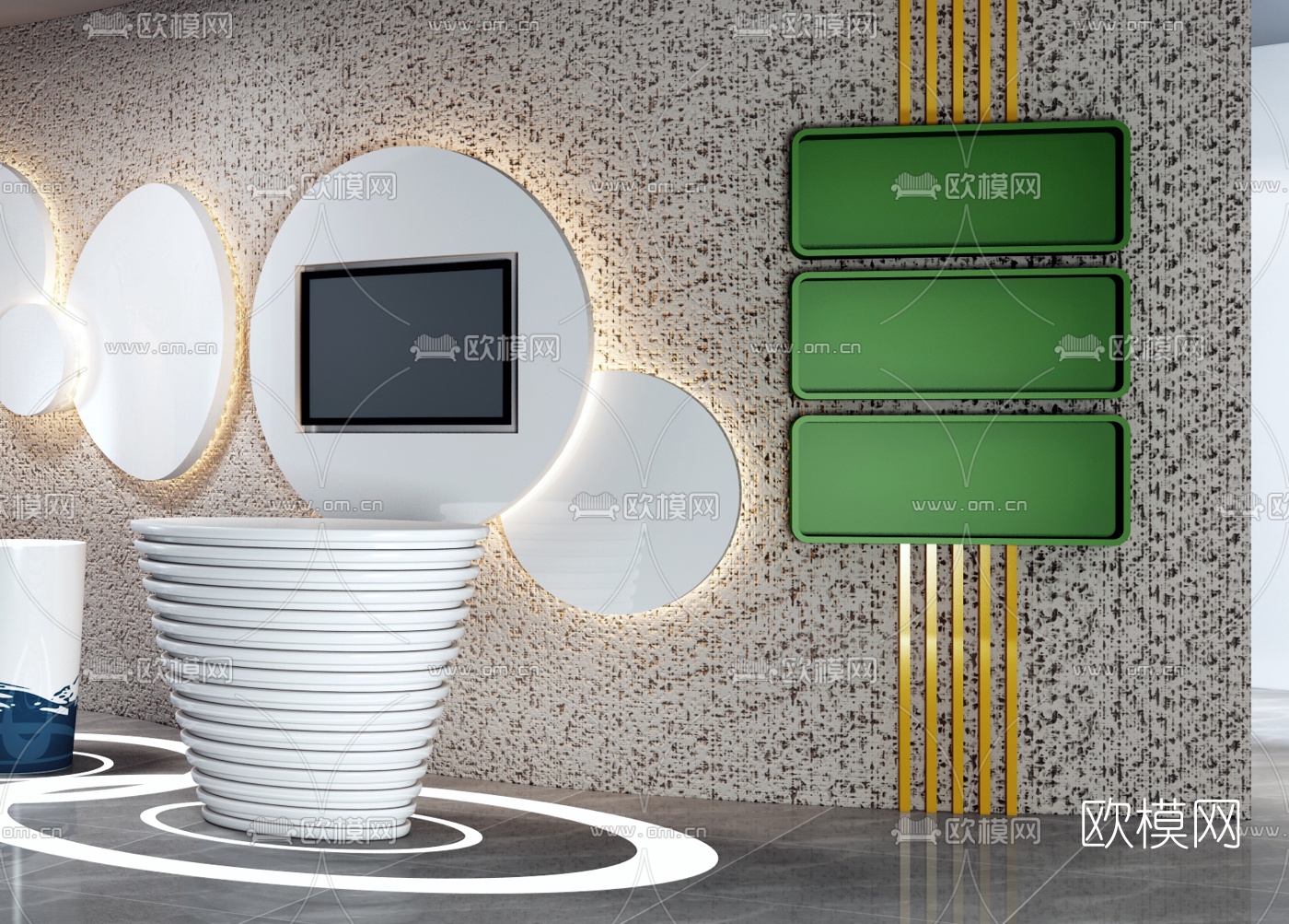 现代展厅岛柜咨询台3d模型
