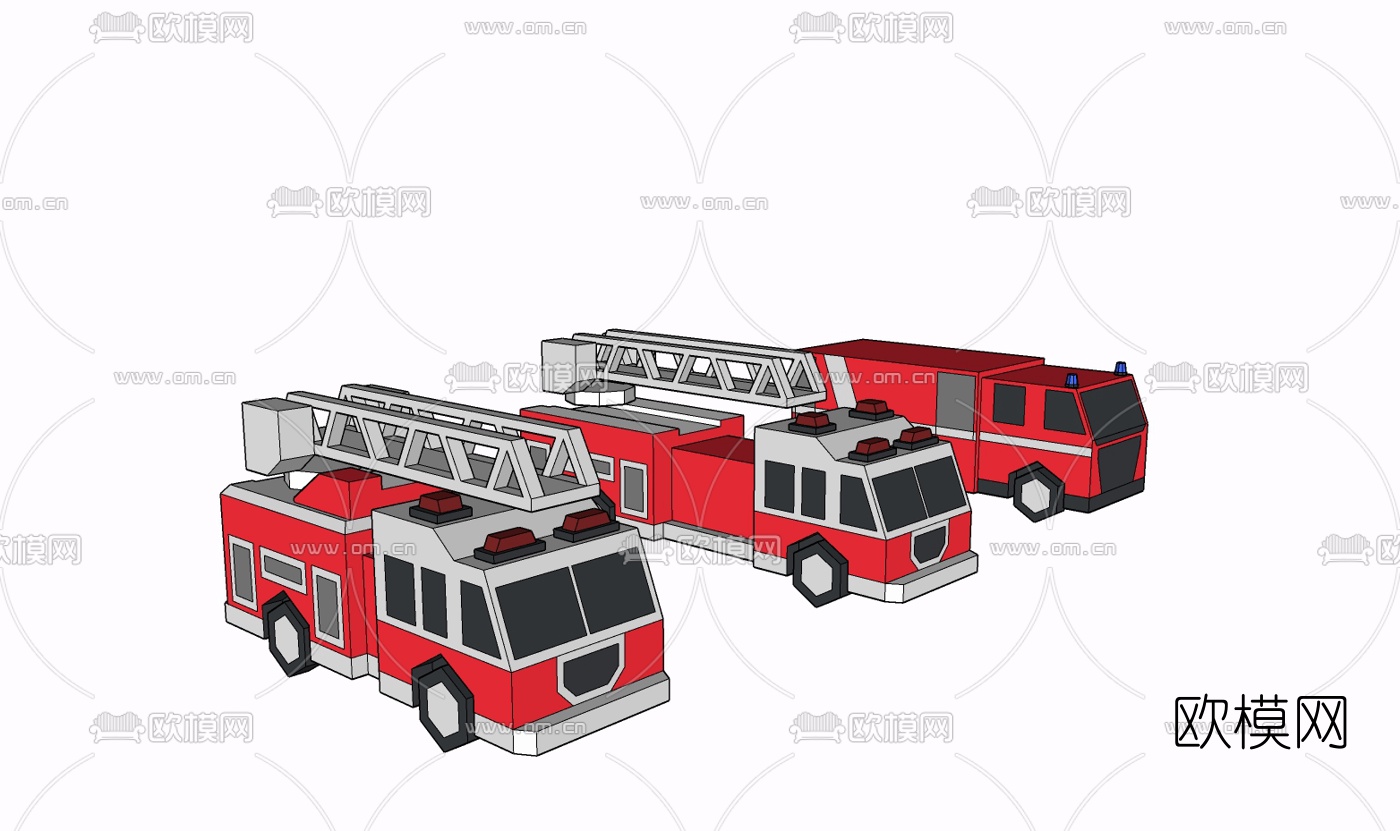 现代消防车免费su模型下载