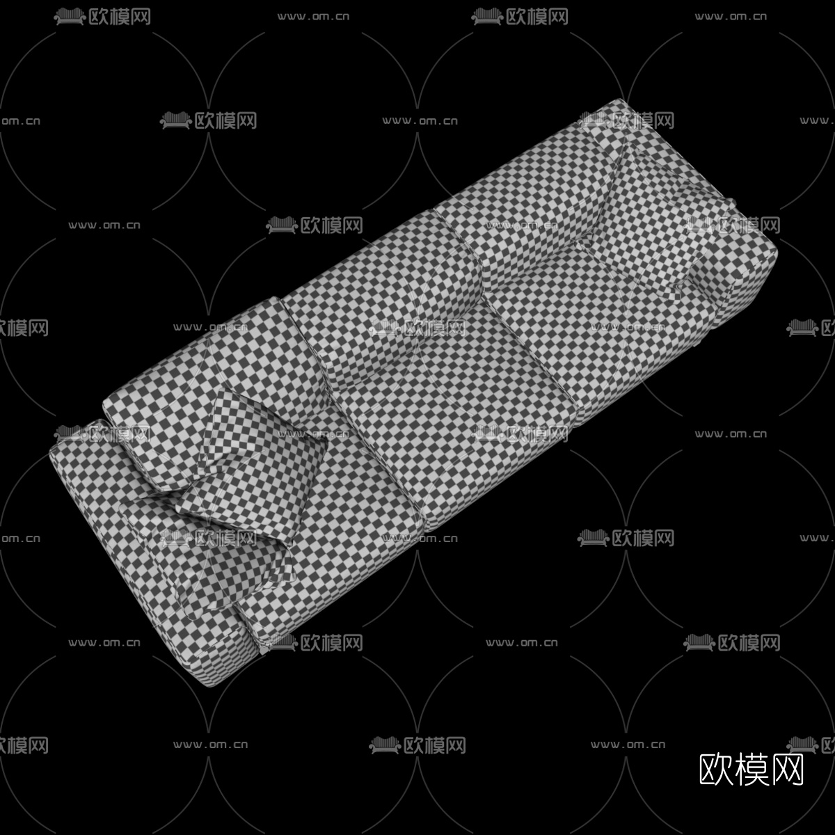 现代皮革三人沙发3d模型