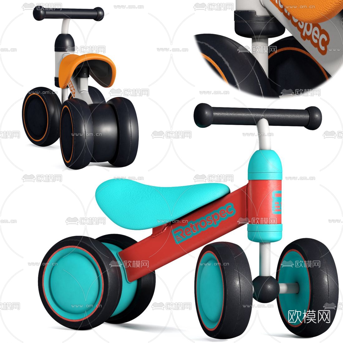 现代儿童车3d模型下载（渲染图1）