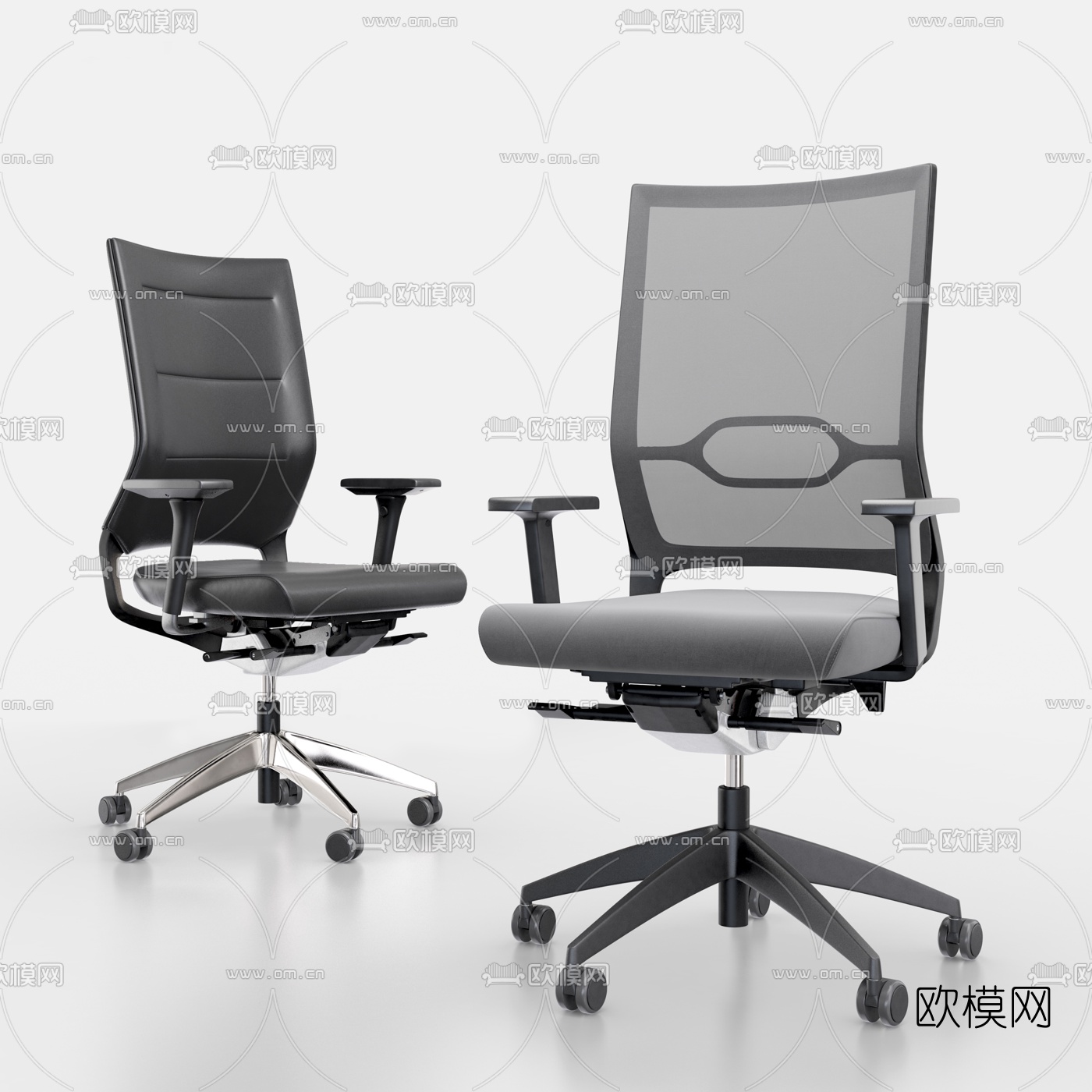 现代皮革办公转椅3d模型