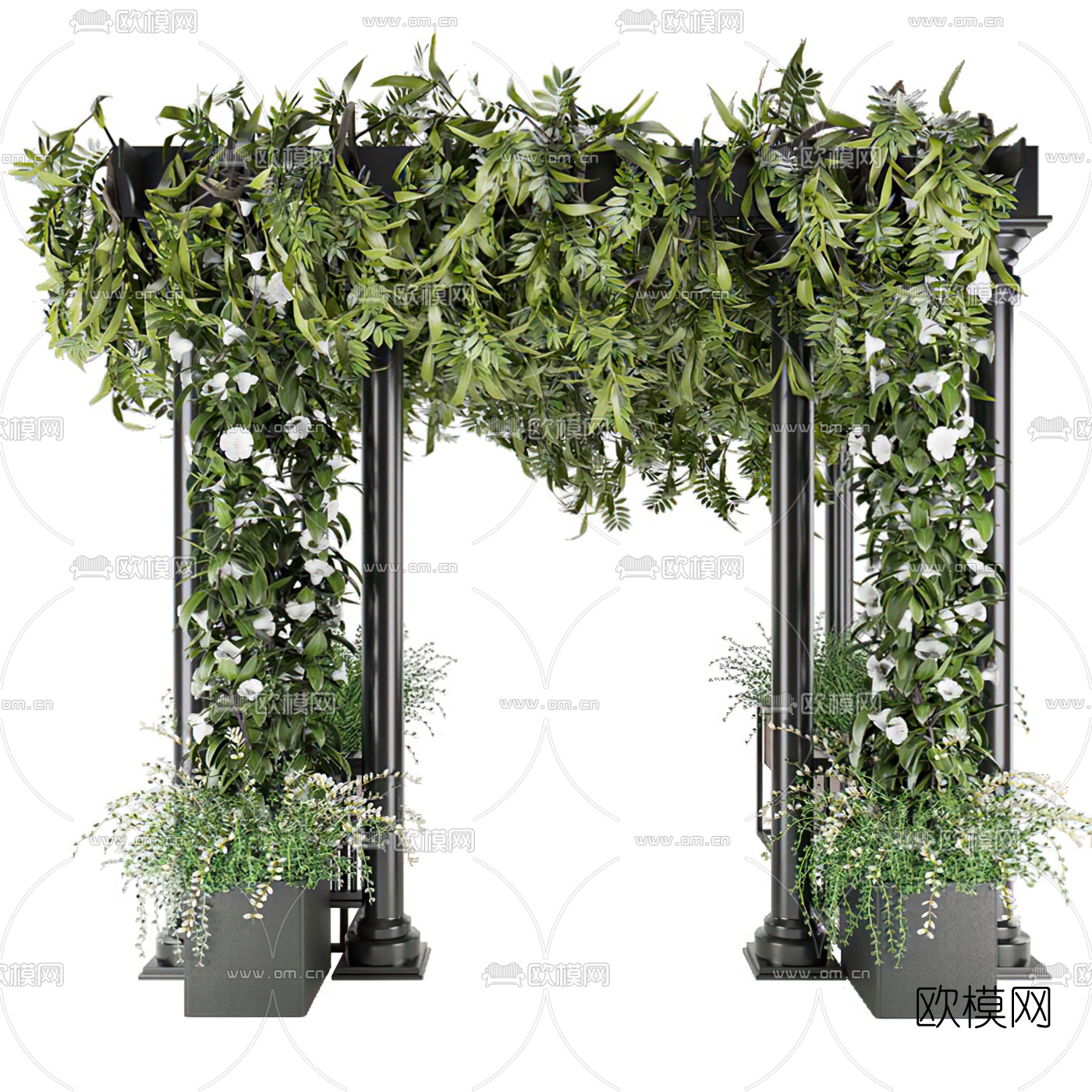 现代绿植藤蔓廊架构件3d模型