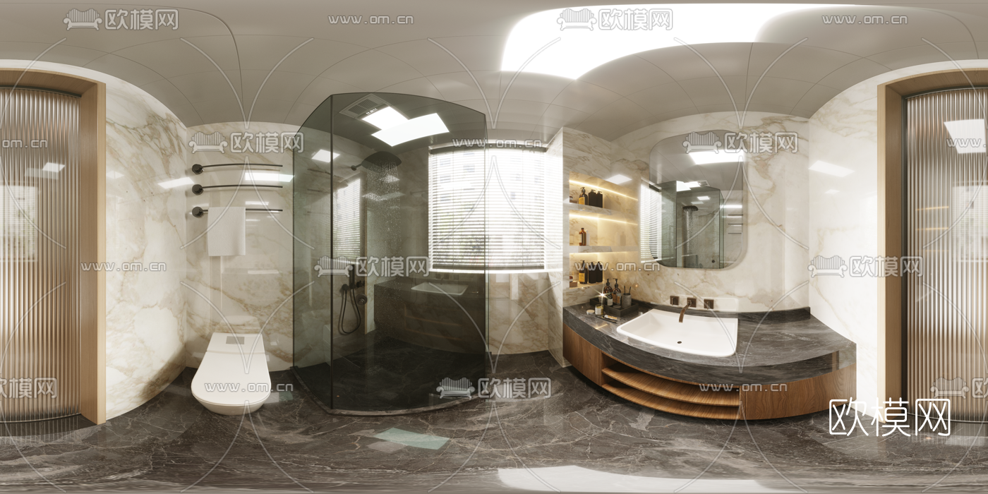 现代卫生间浴室cr全景3d模型