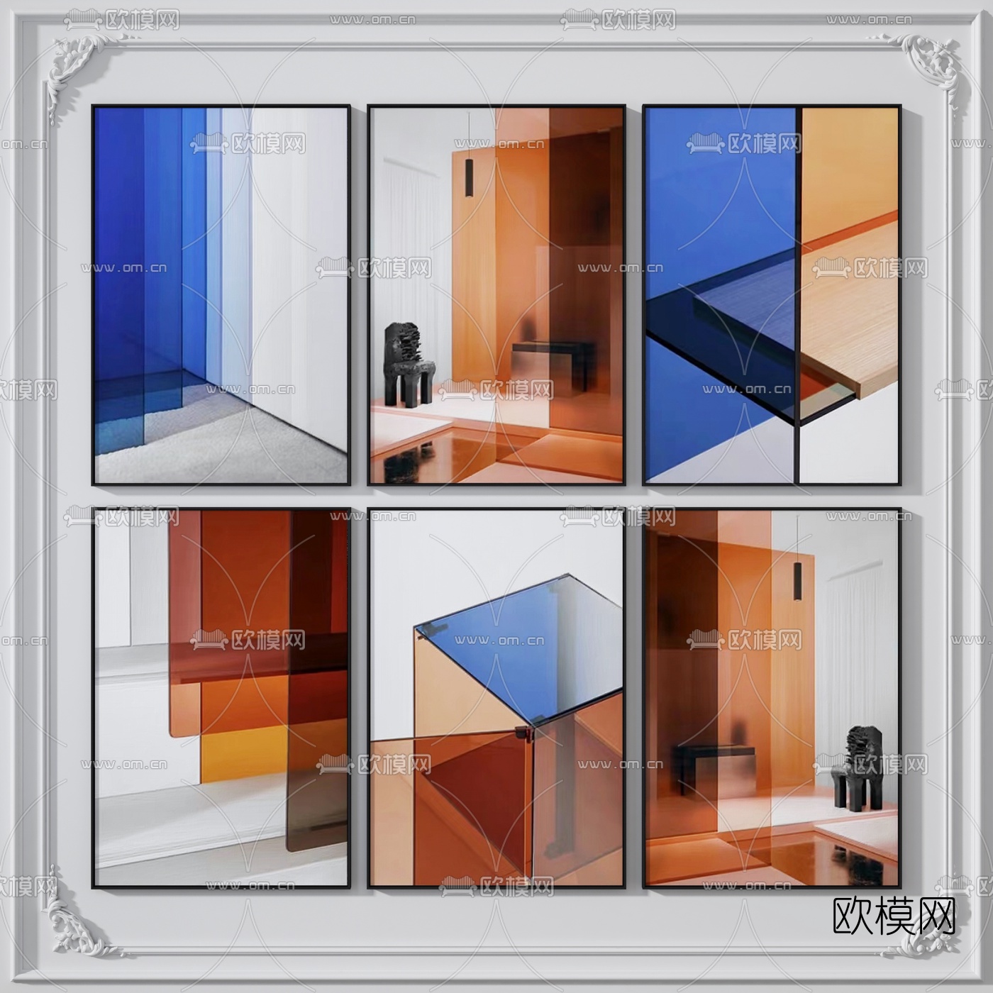 现代抽象装饰画3d模型