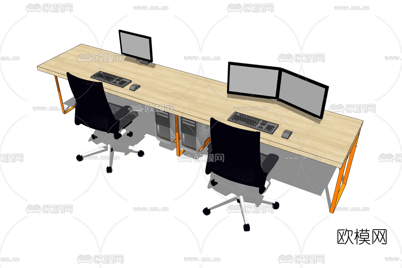 现代卡座办公桌免费su模型下载