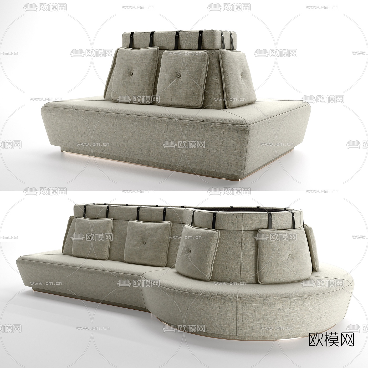 现代弧形公用沙发3d模型