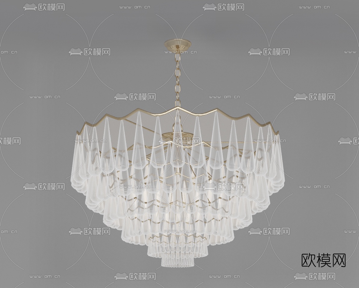 现代轻奢水晶吊灯3d模型下载（渲染图5）