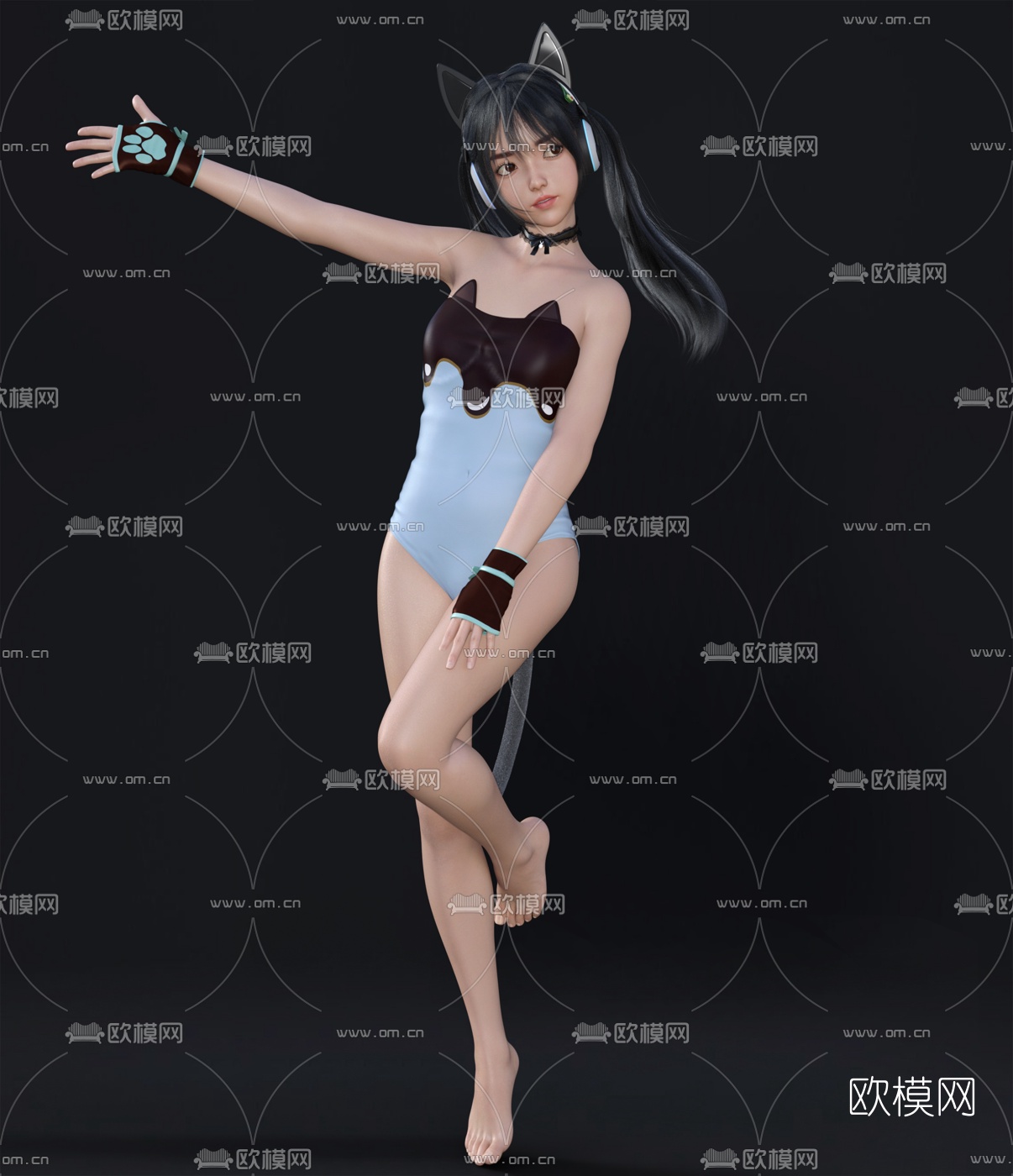 现代美少女人物3d模型