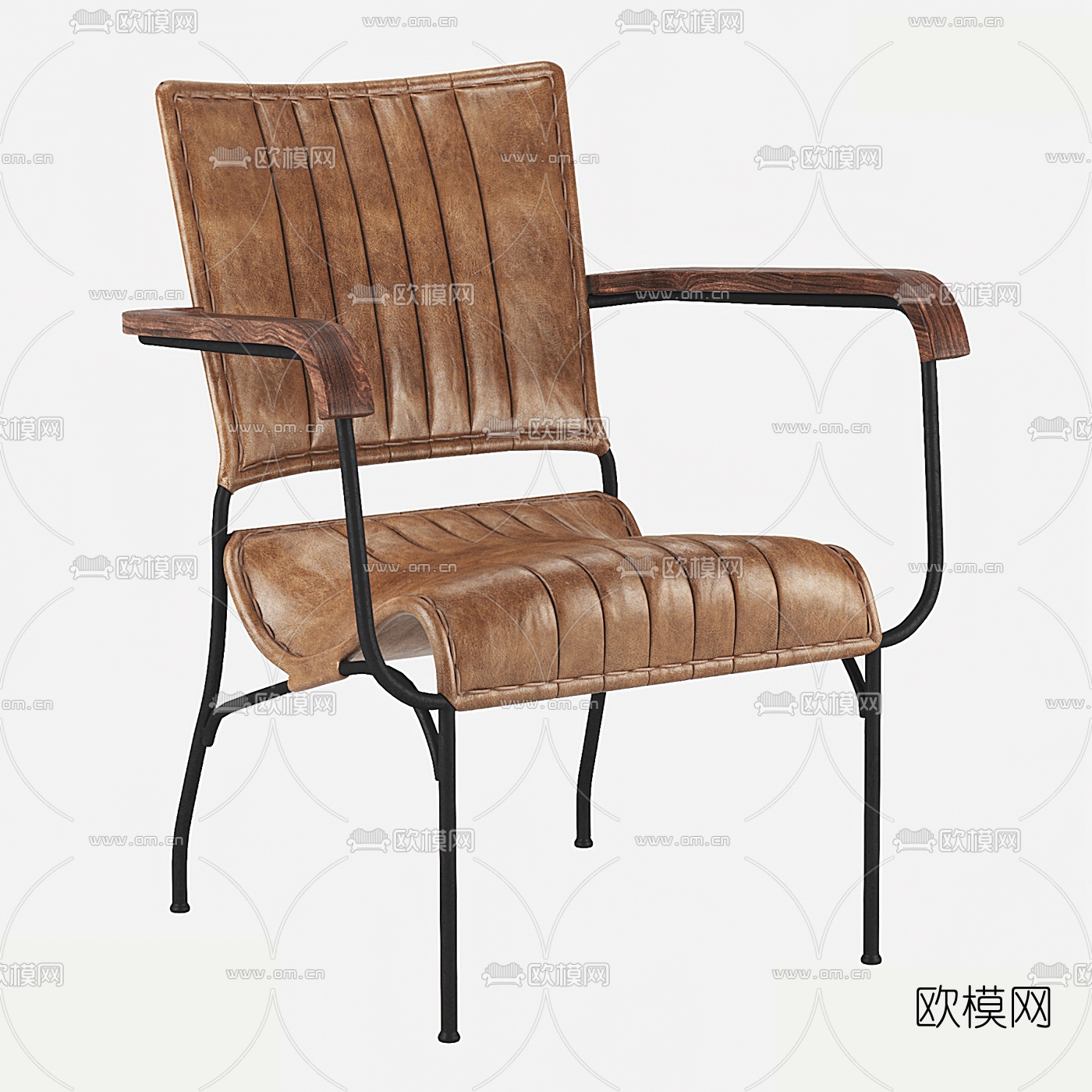 工业风皮革休闲椅3d模型下载