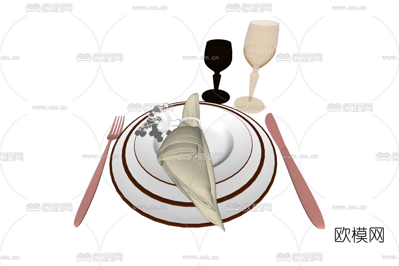 现代餐盘餐具su模型下载