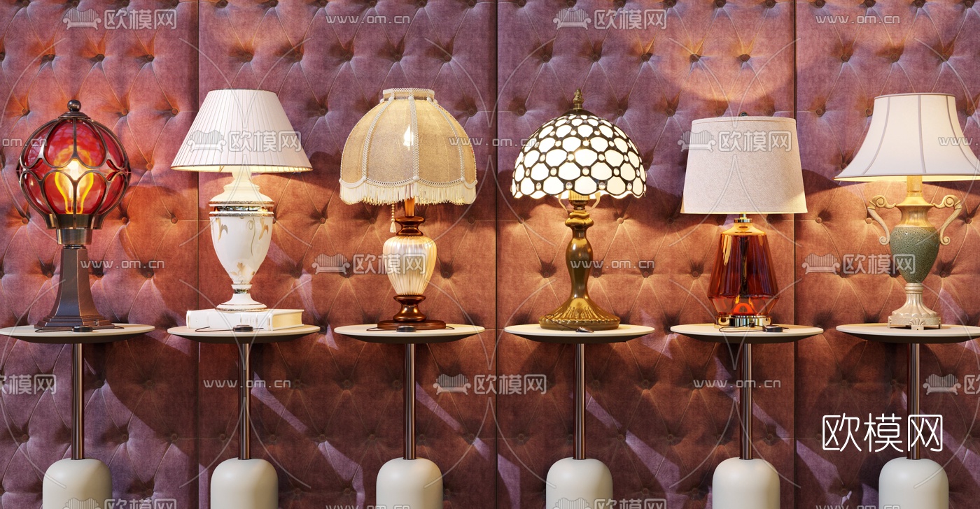 欧式奢华台灯3d模型下载（渲染图1）