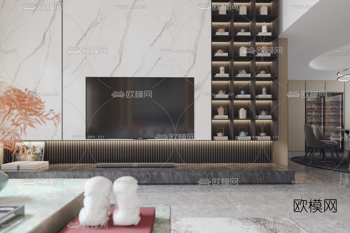 新中式别墅客厅3d模型