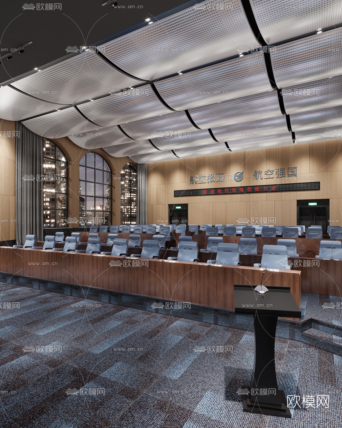 现代酒店会议厅3d模型