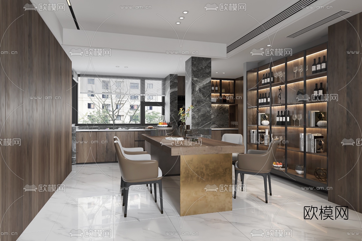 现代客厅餐厅卧室3d模型