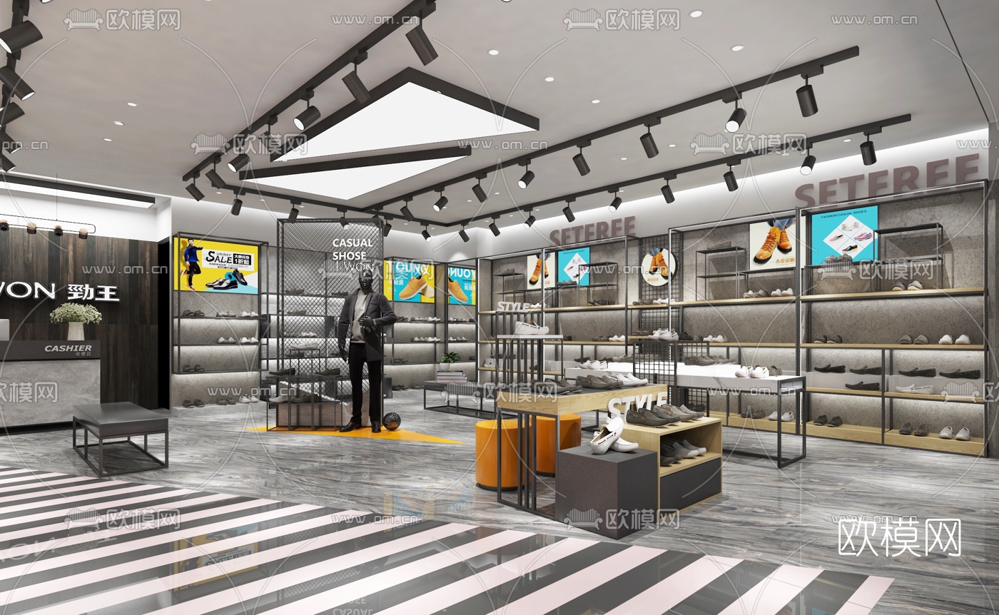 工业风鞋子专卖店3d模型