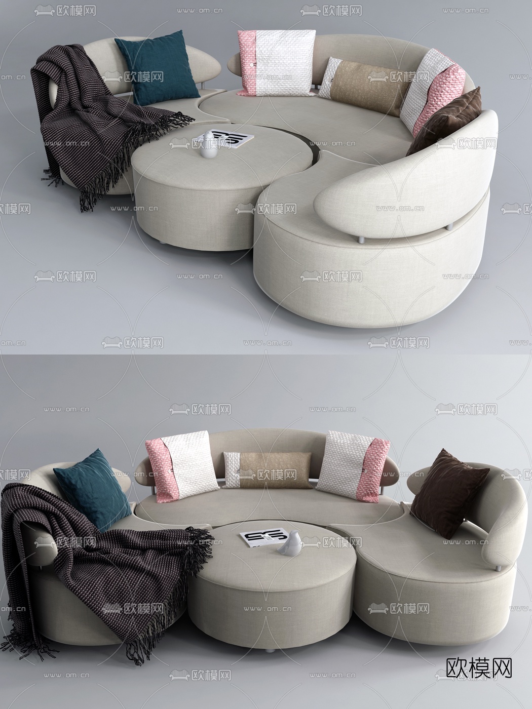 现代布艺异形沙发3d模型
