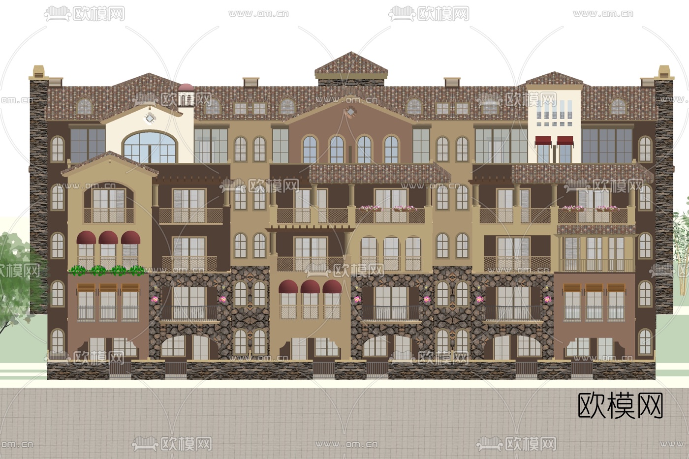 法式公寓楼su模型下载