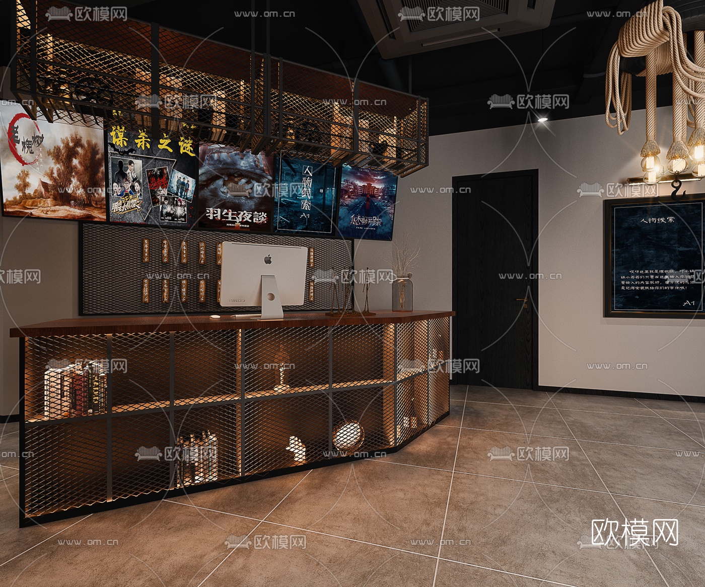 工业风剧本杀游戏厅3d模型