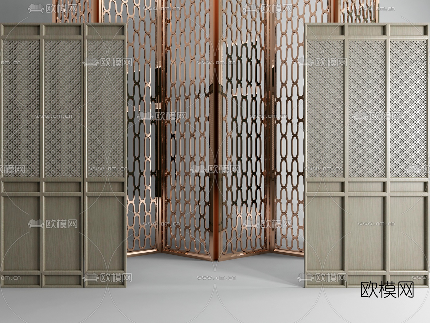 现代金属屏风隔断3d模型下载