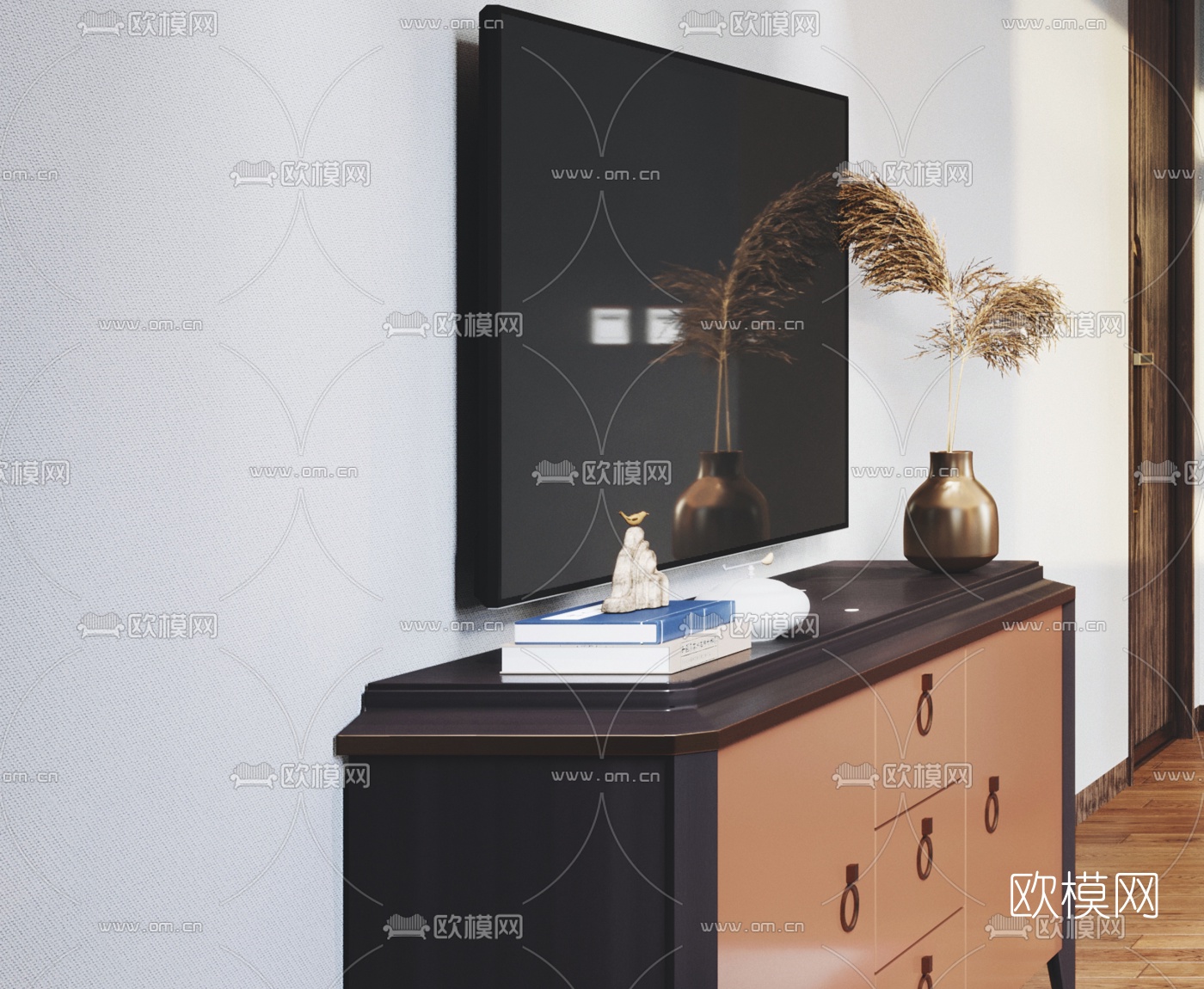 新中式主人房卧室3d模型下载（渲染图5）