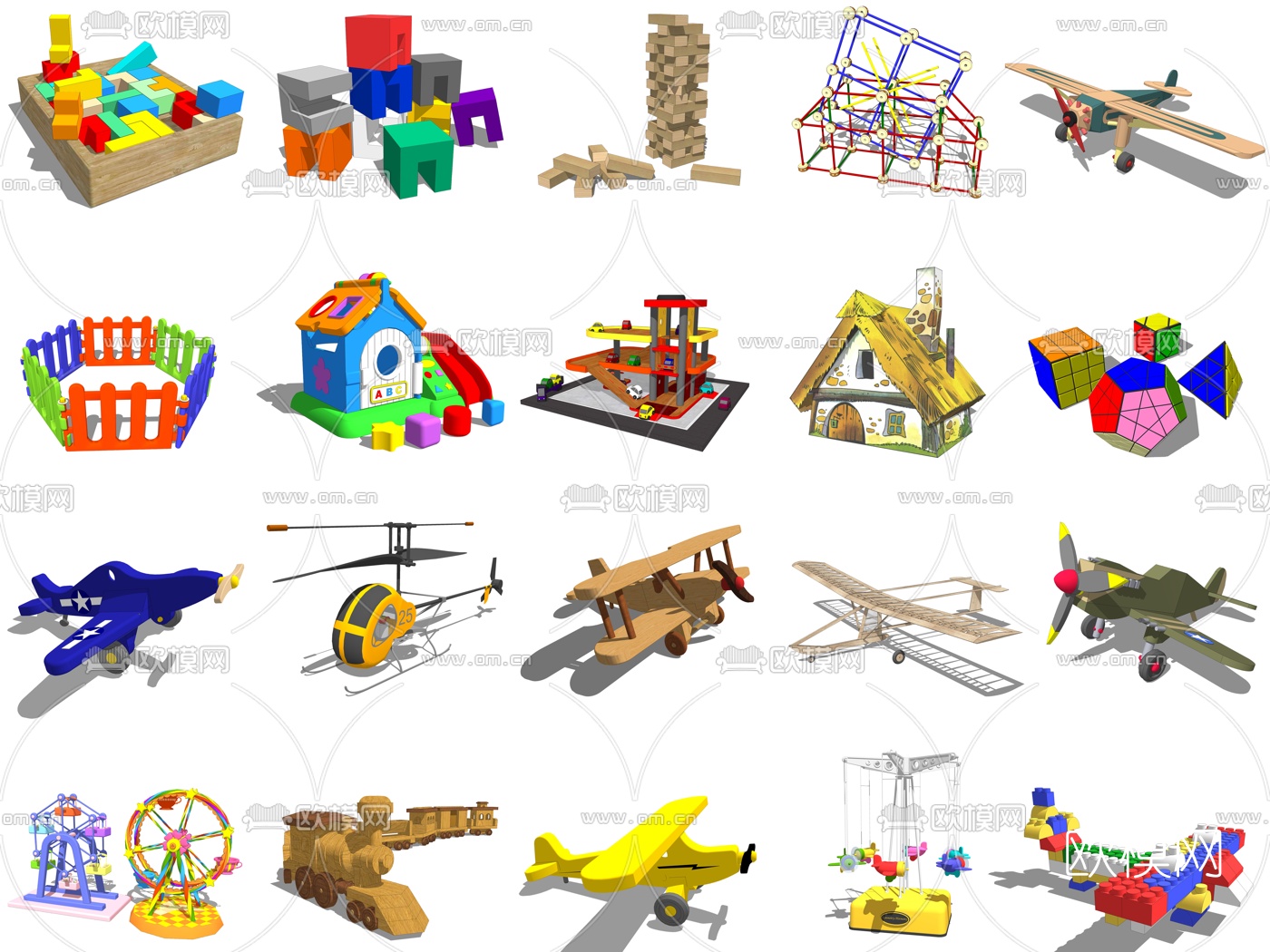 现代儿童玩具积木su模型下载（渲染图1）