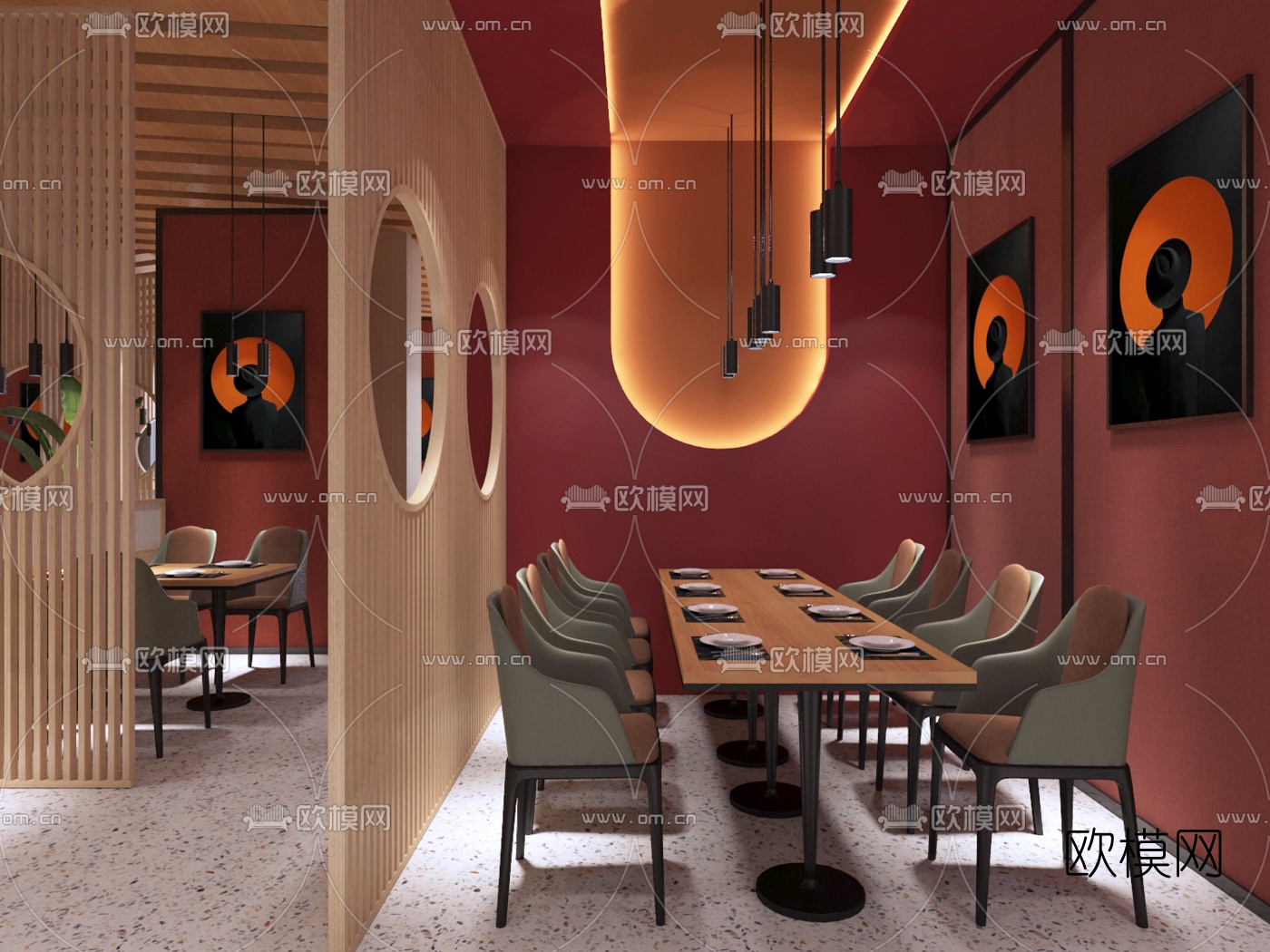 现代秦皇岛烧烤店免费3d模型下载（渲染图4）