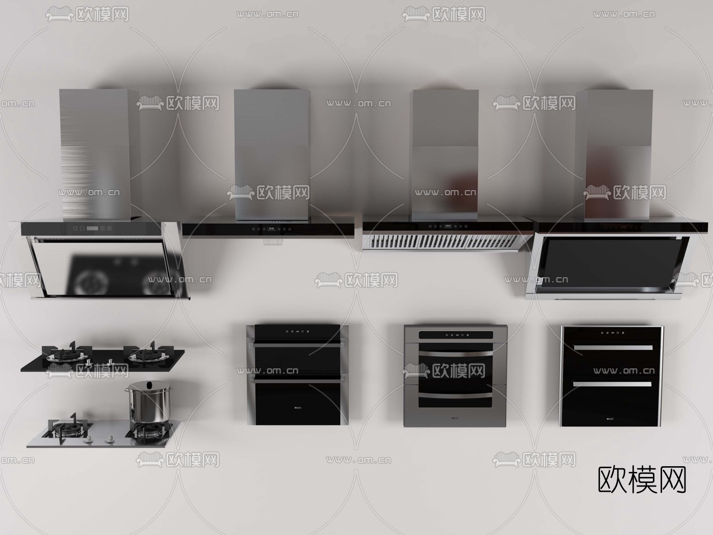 现代烤箱抽油烟机3d模型