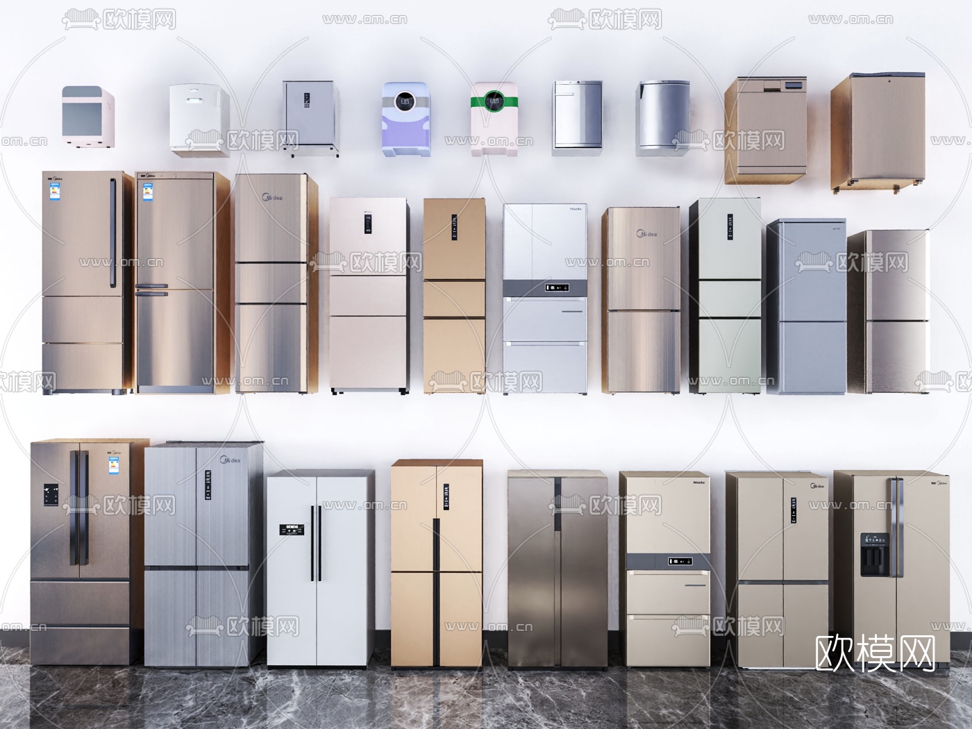 现代冰箱冰柜su模型下载（渲染图1）
