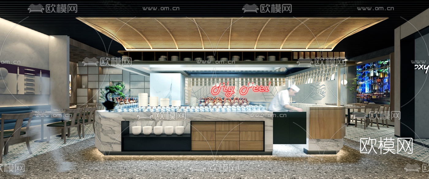 现代茶餐厅3d模型