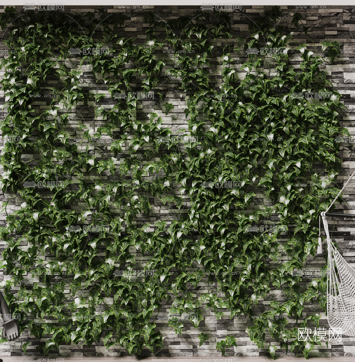 现代爬山虎植物墙3d模型下载（渲染图2）