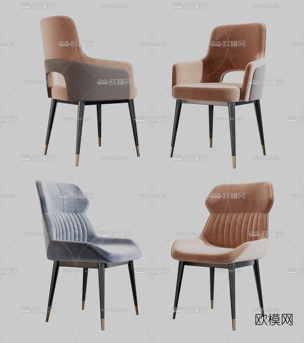 现代布艺单椅su模型下载（渲染图1）