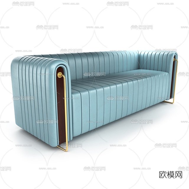 现代皮革多人沙发免费3d模型下载
