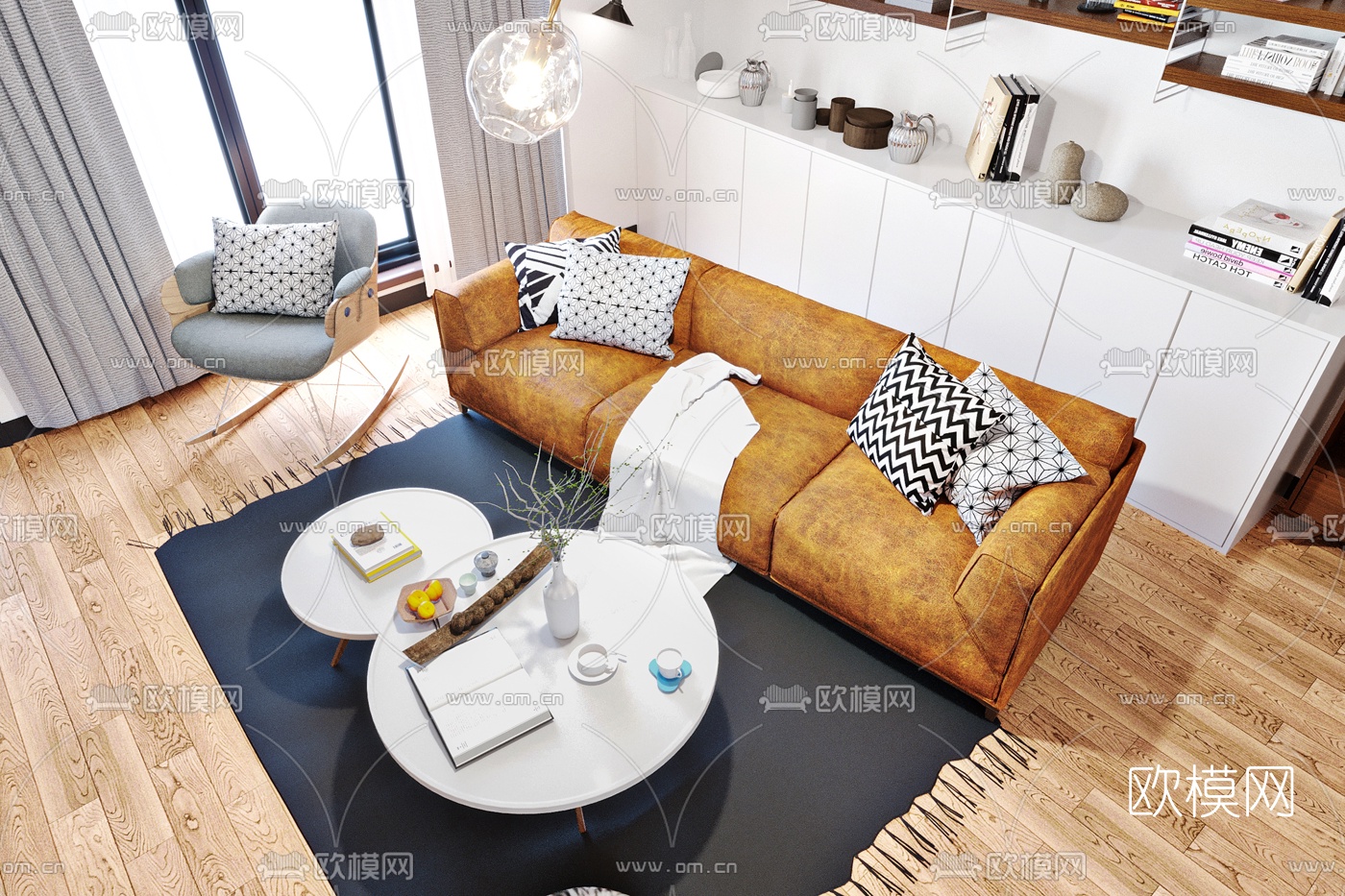 北欧客厅餐厅3d模型下载（渲染图3）