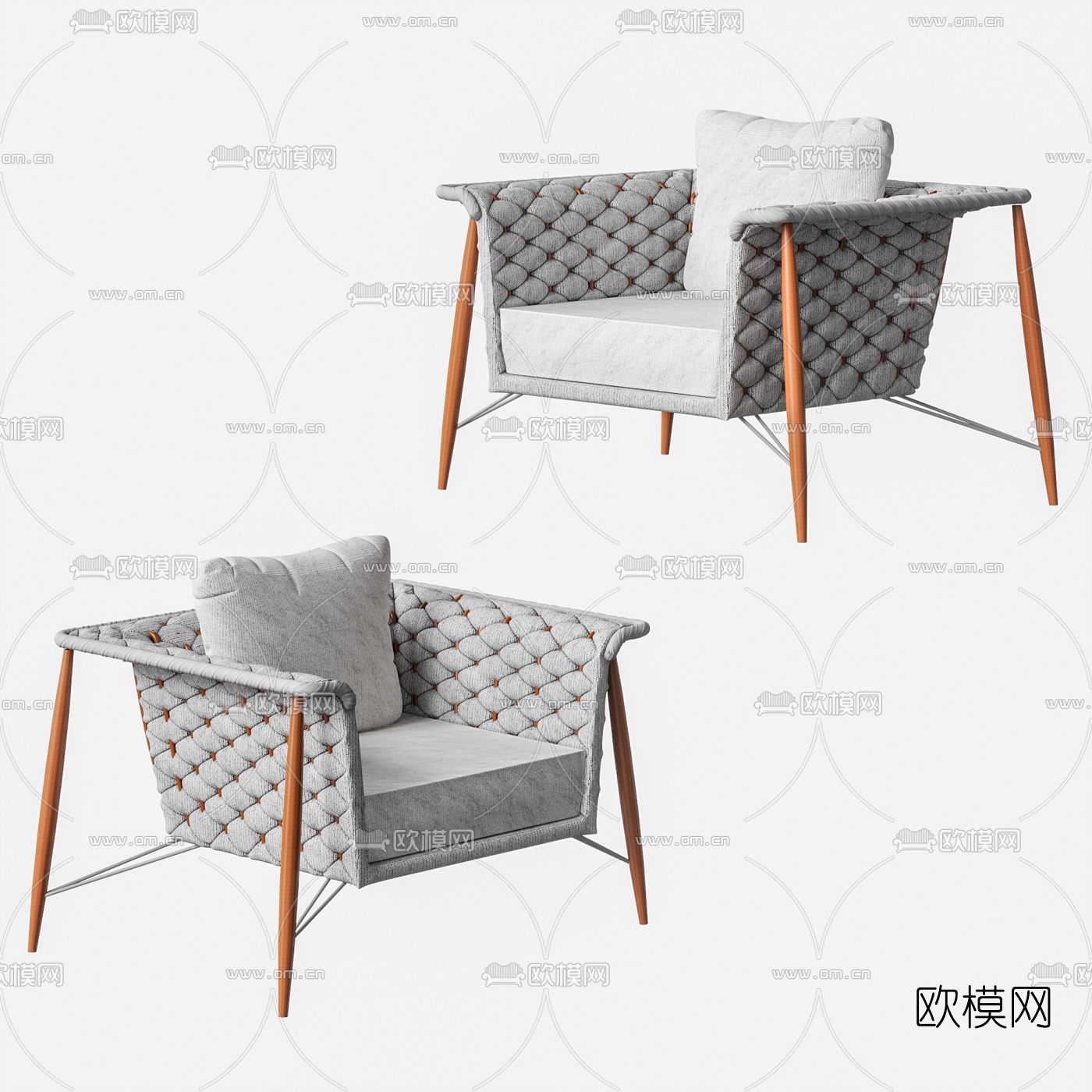现代布艺单人休闲椅3d模型