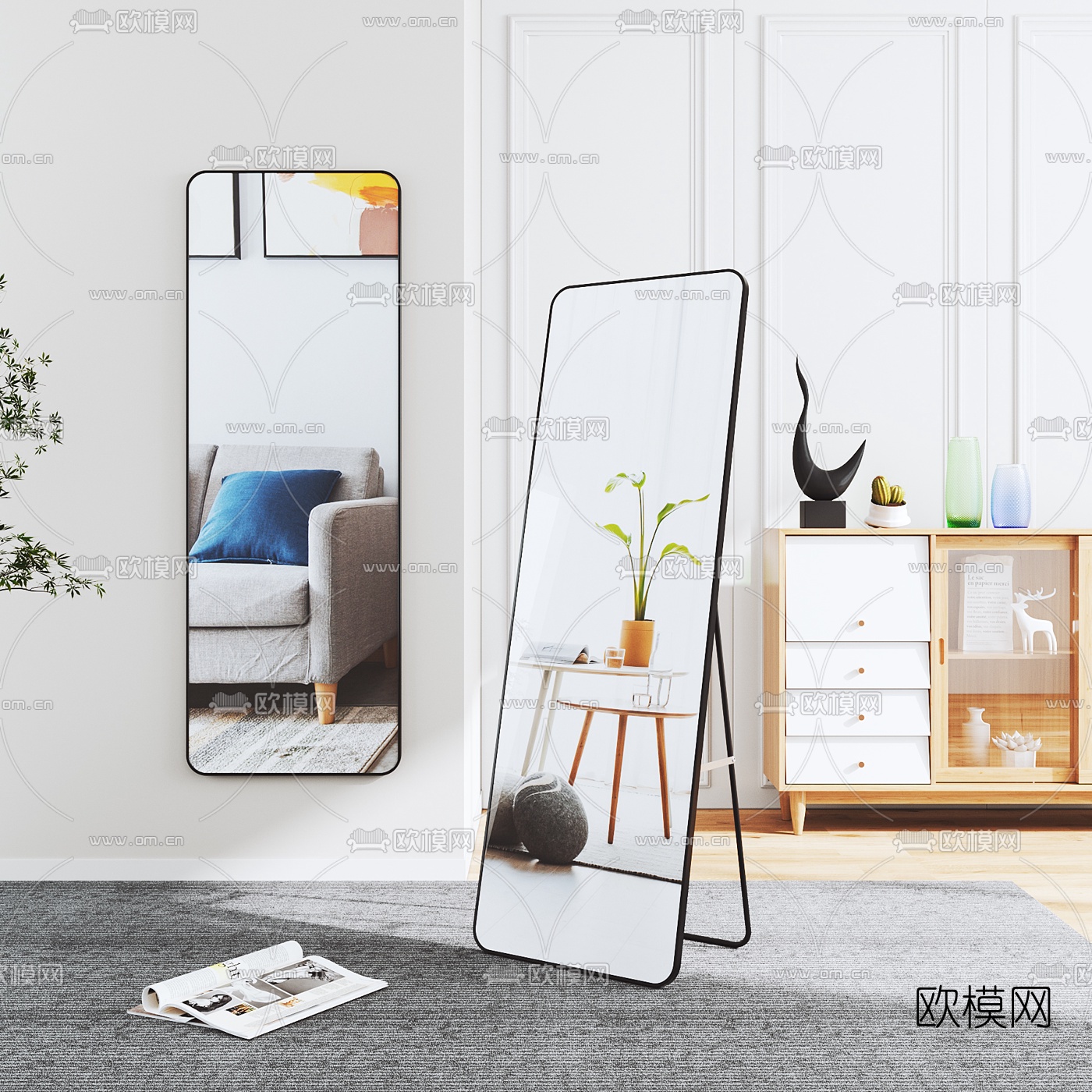 现代穿衣镜全身镜3d模型