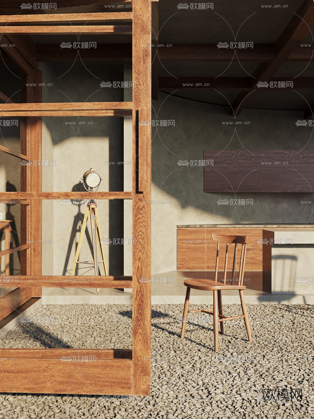 工业风阁楼公寓客厅3d模型