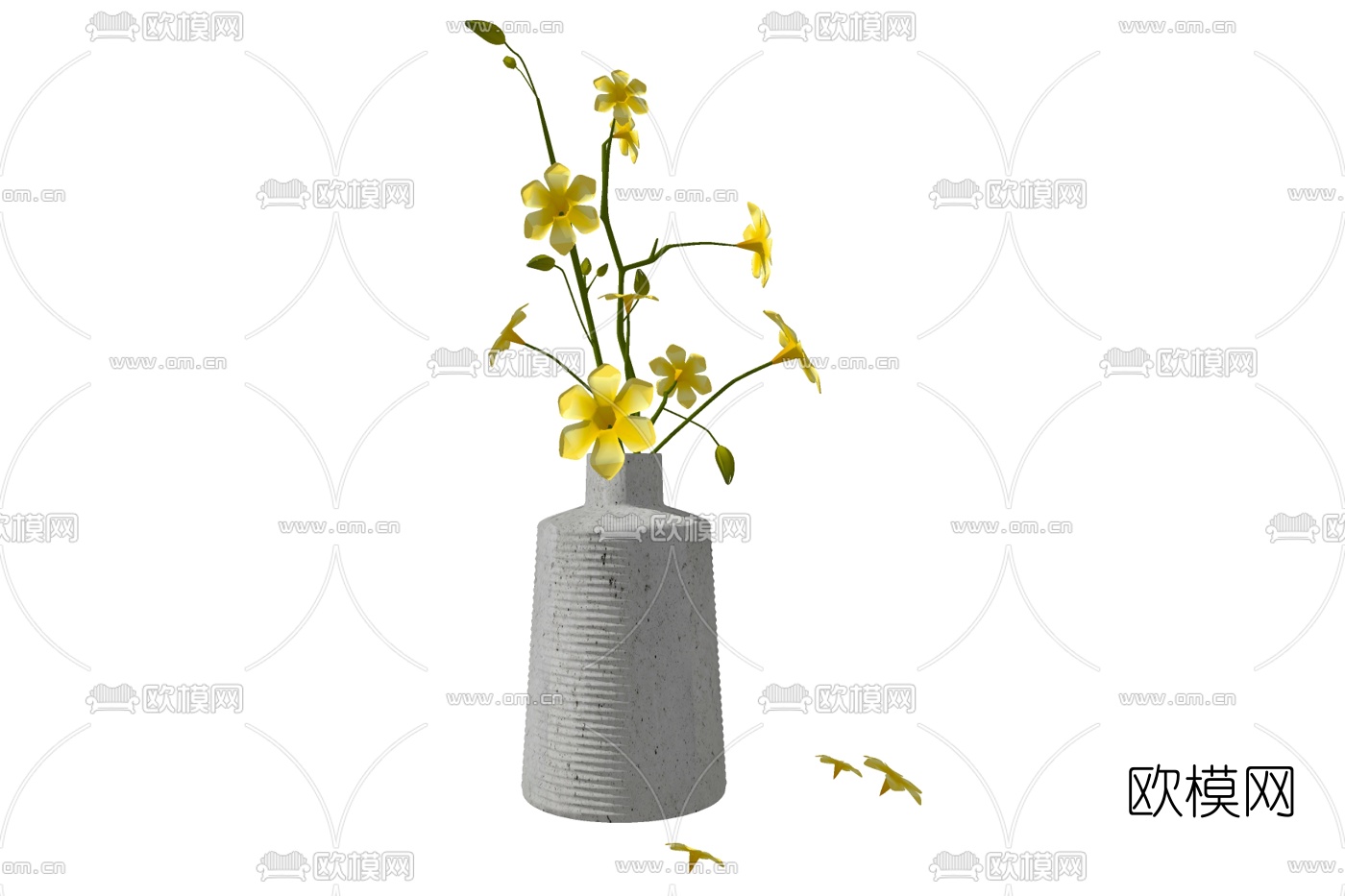 现代花瓶花卉su模型