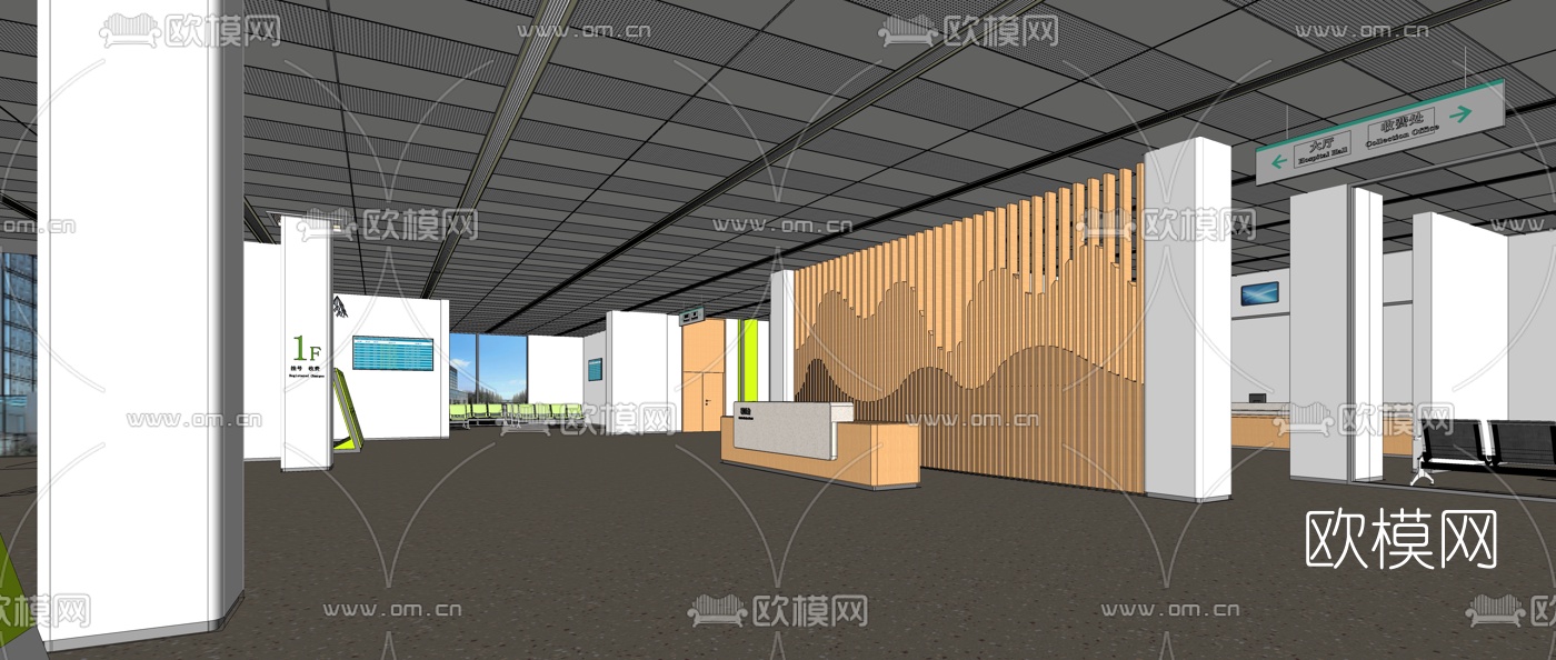 现代医院大厅su模型下载（渲染图4）