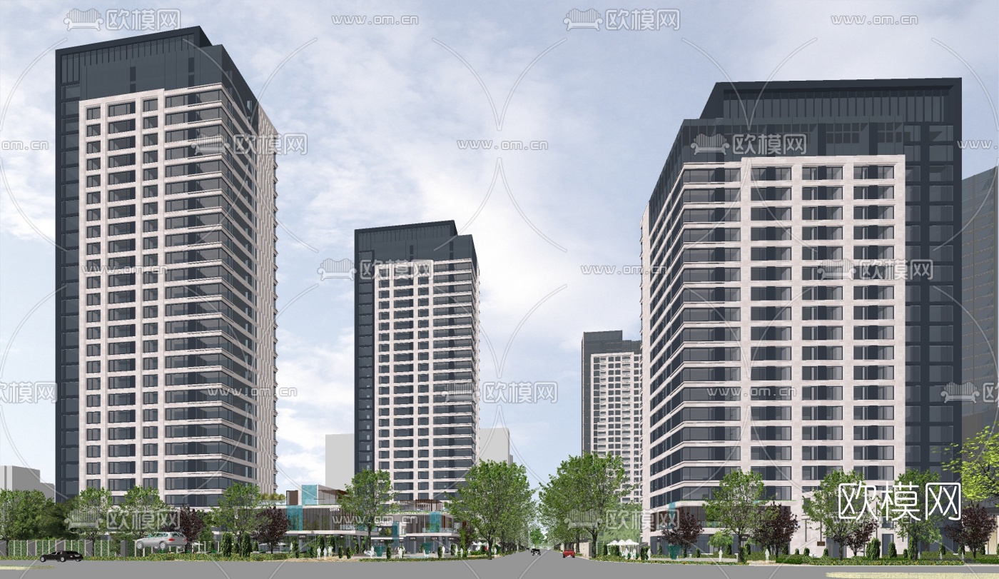 现代商业综合体su模型下载（渲染图4）