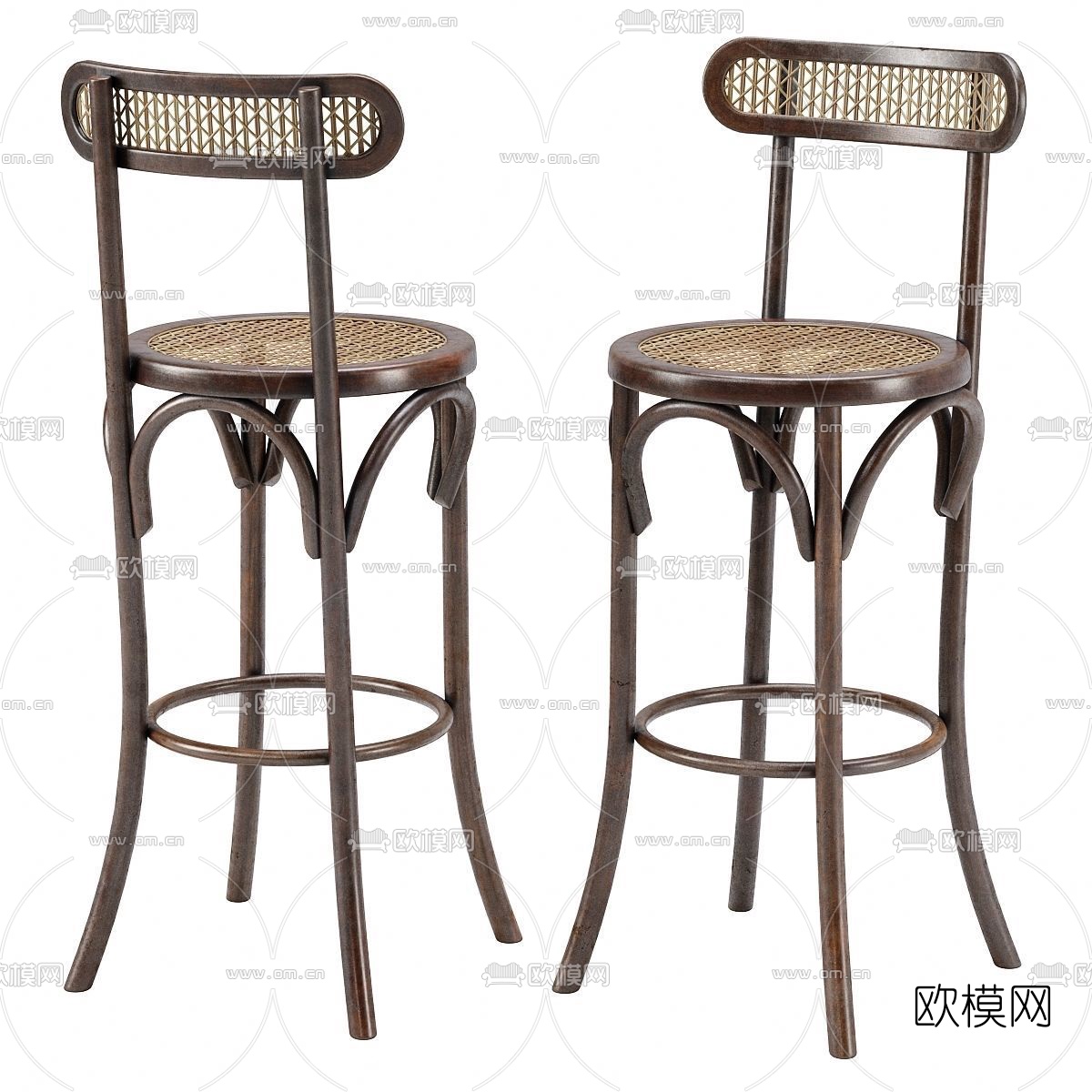 东南亚编织吧台椅3d模型下载