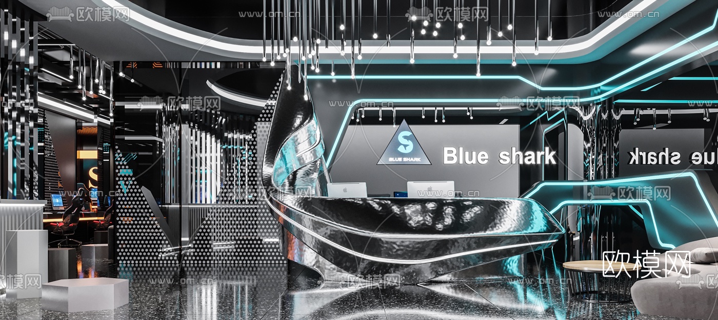 现代电竞网咖前台3d模型