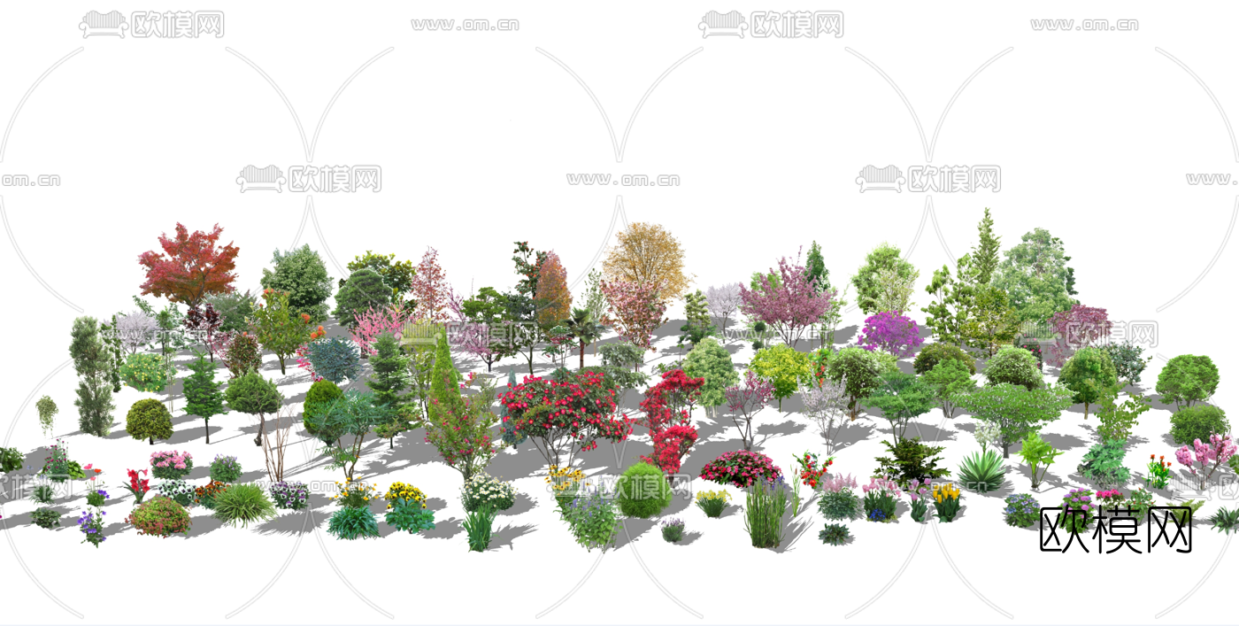 现代2D花草植物su模型下载（渲染图4）