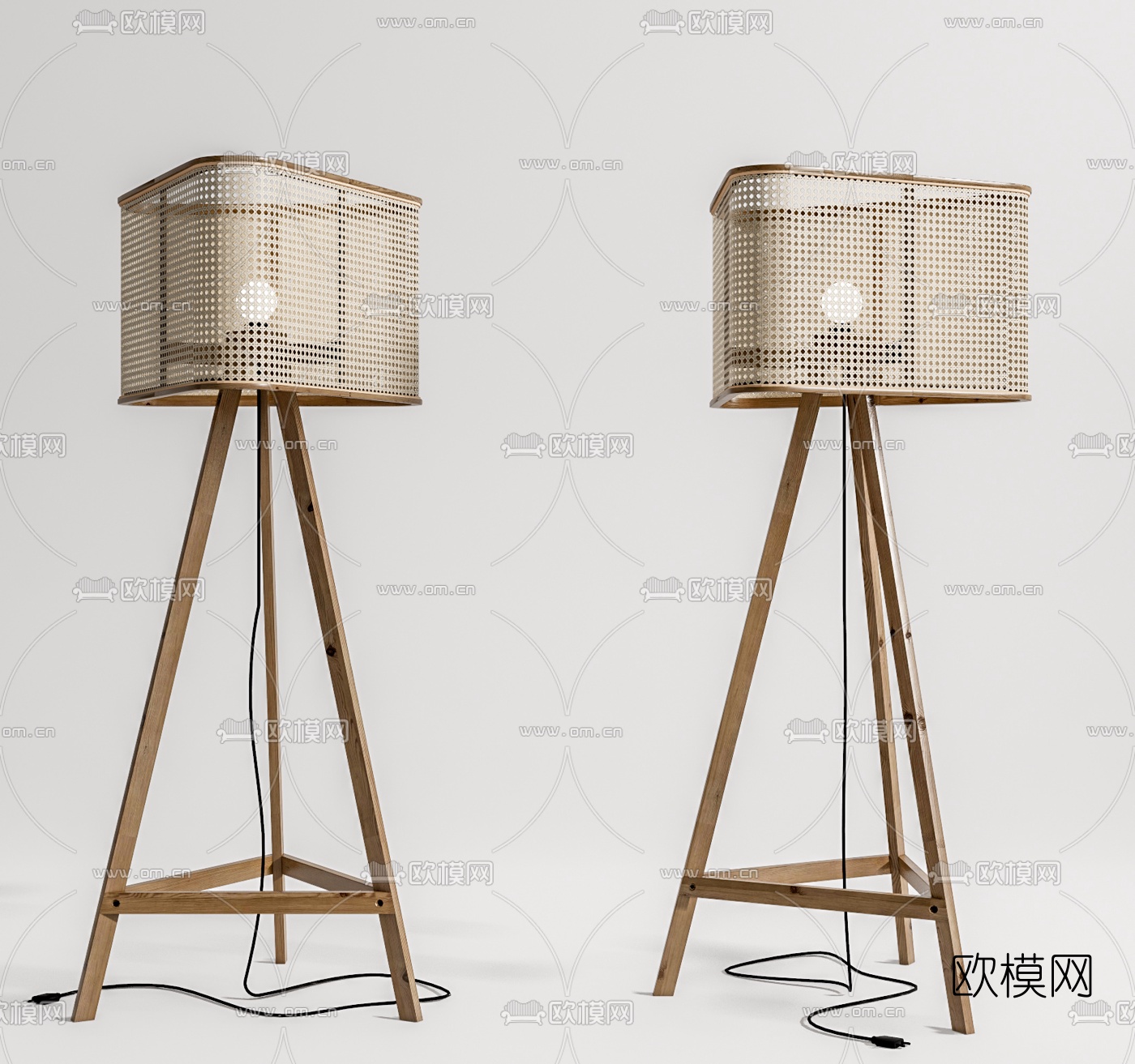 现代藤编落地灯su模型下载（渲染图1）