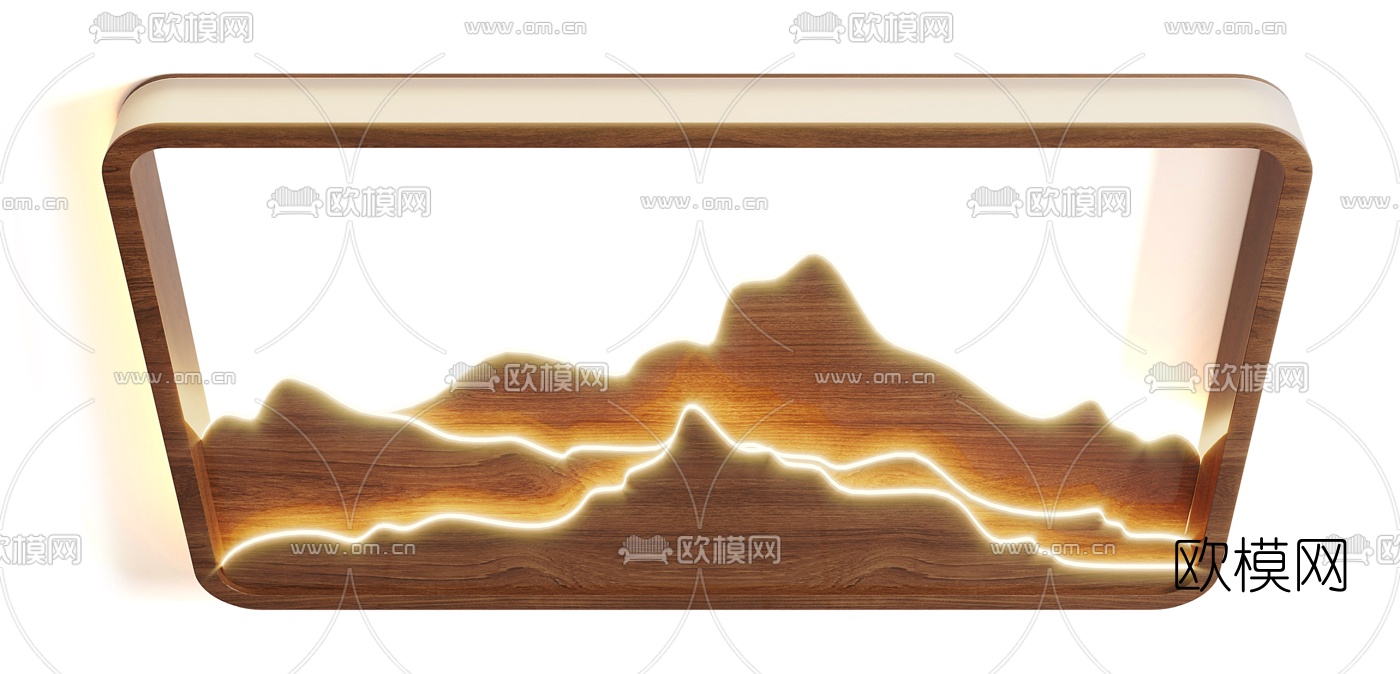 新中式金属吸顶灯3d模型