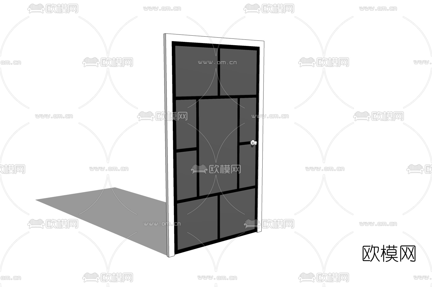 现代玻璃单开门免费su模型下载