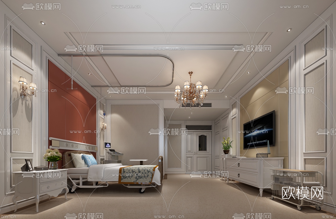美式妇幼保健院病房免费3d模型下载