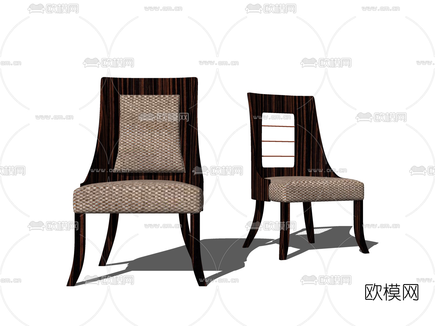 简欧布艺单椅su模型下载