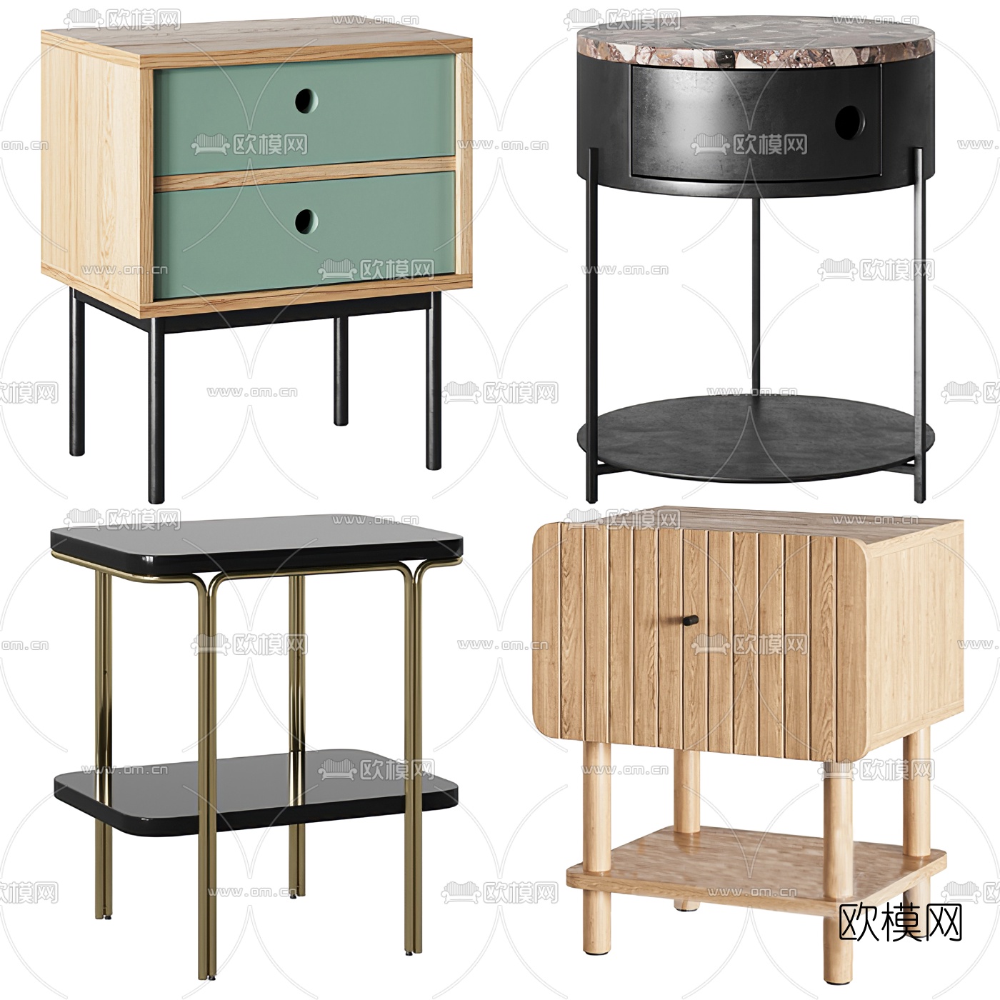 现代简易床头柜3d模型下载