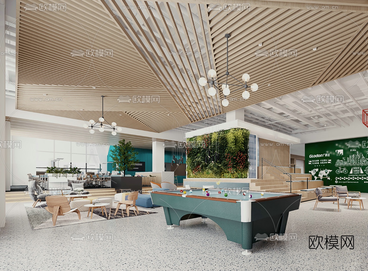 现代办公休息区3d模型
