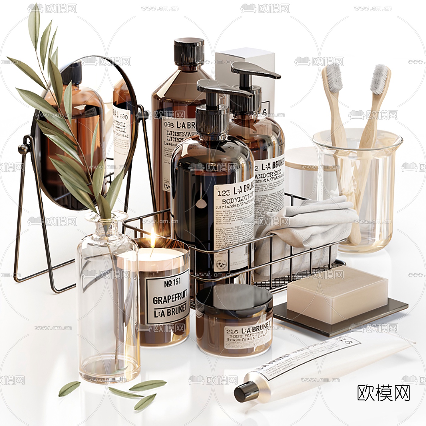 现代沐浴露牙刷3d模型